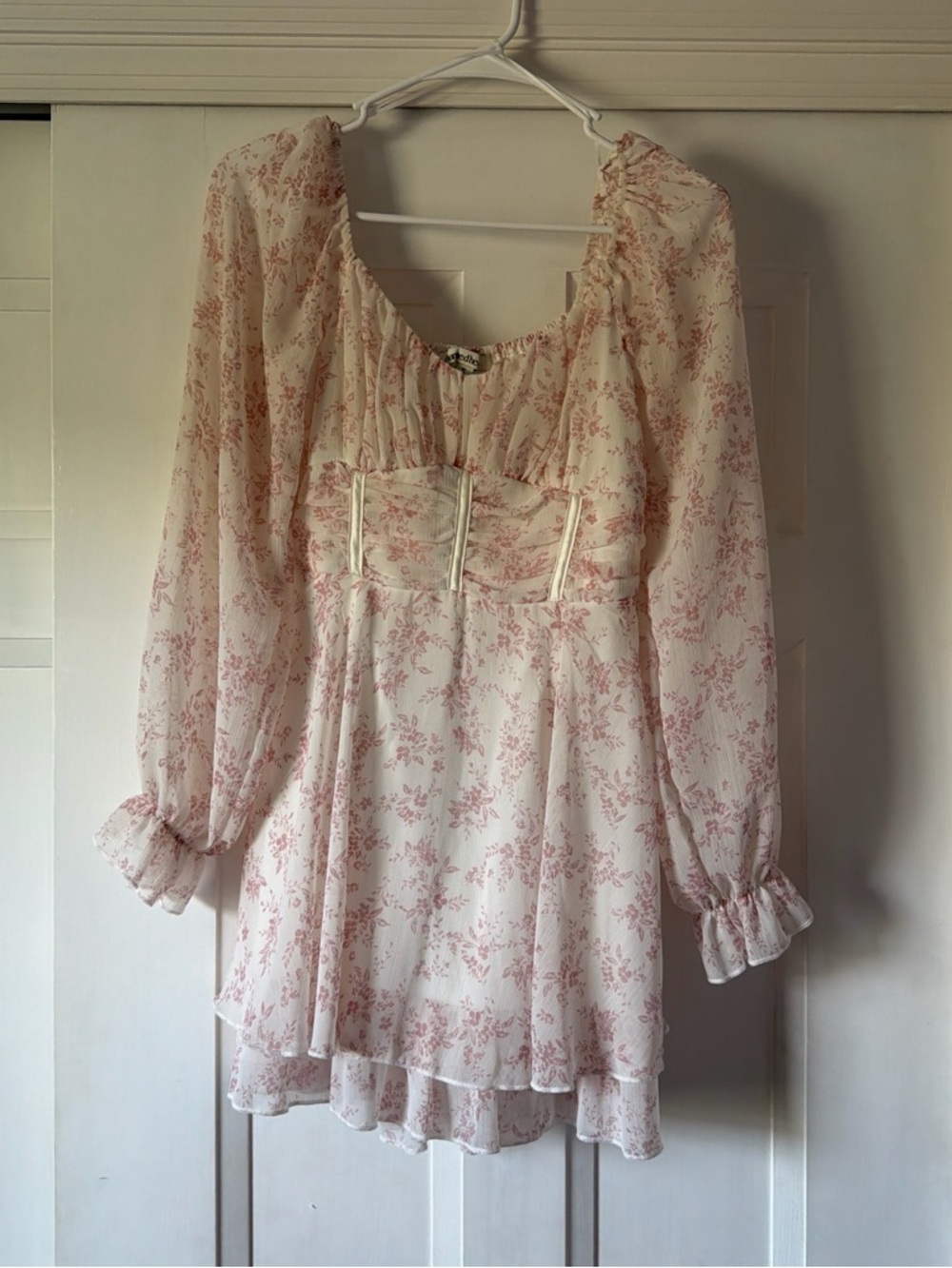 Pink and white floral dress